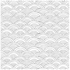 Japanese Wave Pattern Vector - Black on White. Ai generator