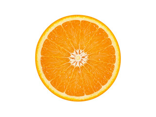 Top view half orange fruit isolated on white background.