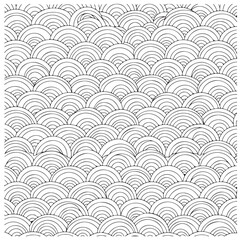 Japanese Wave Pattern Vector - Black on White. Ai generator