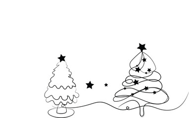 Christmas Trees Line Art Festive Holiday Decor
