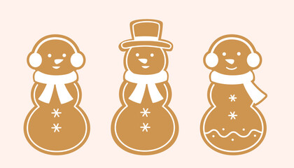 Set of Gingerbread Snowman Cookie Flat Stock Vector Illustration.
Cute snowman cookie isolated.
Good for greeting card, poster, banner, leaflet.