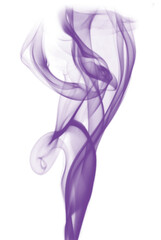 Elegant purple smoke swirls gracefully, isolated on transparent background, creating an ethereal and dreamy effect	
