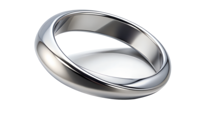 Photo of polished silver ring isolated on transparent background, a symbol of love and commitment