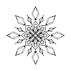 Elegant snowflake design isolated on white background, perfect for winter holiday season decorations and festive graphic elements with a modern touch