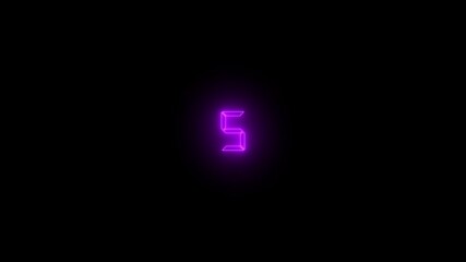 Glowing Neon Purple Number 7 Digit Displayed on Black Background Futuristic Digital Countdown - Powered by Adobe