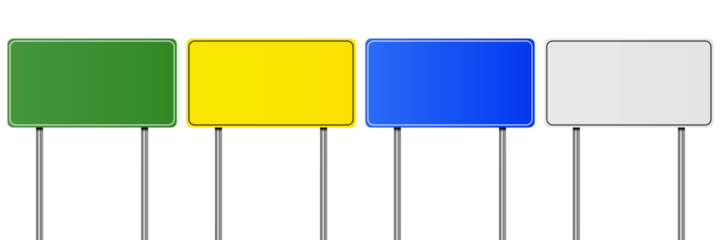 Blank Freeway Signs Isolated on White. Perfect for advertising mockup.