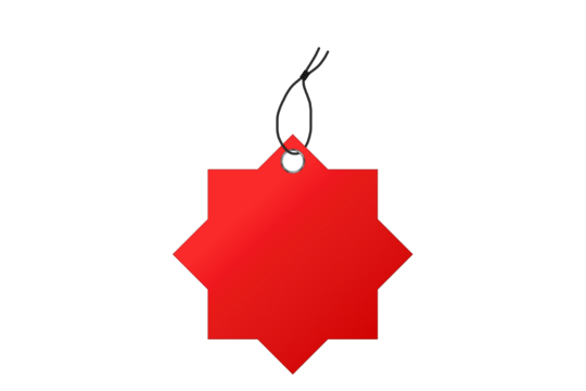 Realistic red price tags collection. Special offer or shopping discount label. Retail paper sticker. Blank promotional sale badge. Vector illustration.