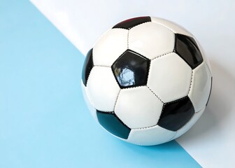 Obraz premium white and Classic black and white soccer ball isolated on white and sky blue background