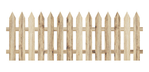 Wooden fence on white background. Enclosing structure