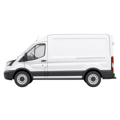 White Delivery Van on a Clean Background for Transport Use, isolated on transparent background.