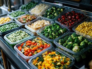 Obraz premium Prepared vegetable selections in clear plastic containers