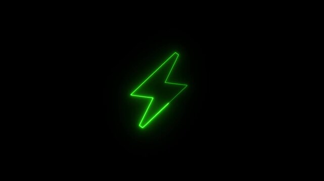 Neon green color charging icon animation on black background.