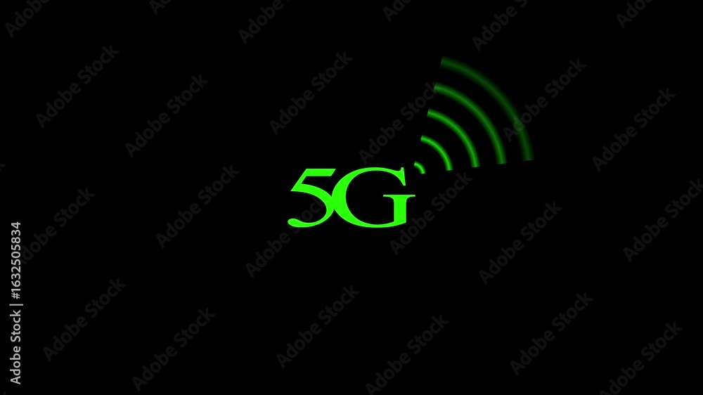 Poster mobile phone green color icon 5g network. 5g network wireless systems and internet communication, 5g