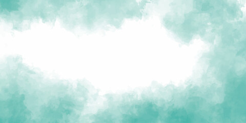 Abstract blue watercolor sky with soft white clouds, a bright and beautiful day