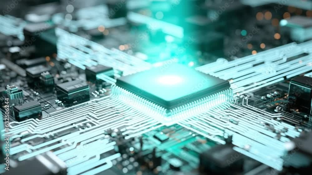 Poster close-up of a circuit board with highlighted components