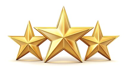 white and Three golden stars isolated on white background