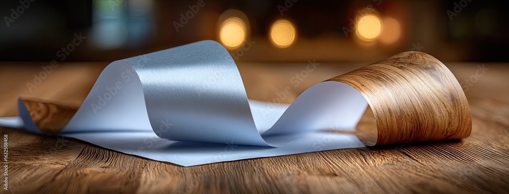Poster close-up of an abstract shape in white paper, showcasing soft light and depth in a minimalist design