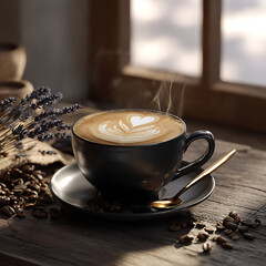 cup of coffee with beans