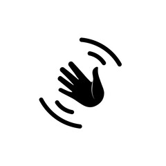 Hand waving gesture silhouette icon. Hand waving gesture line art vector icon 