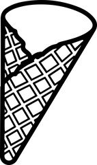 Empty Waffle Cone Vector Icon – Black and White Ice Cream Symbol