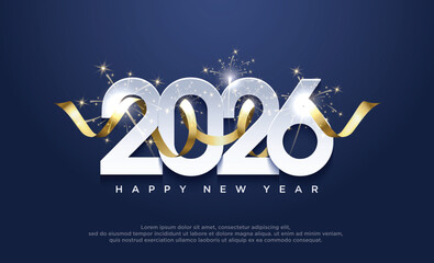 Happy New Year 2026 background banner. Premium vector design for Happy New Year 2026 greetings and celebrations.