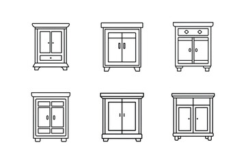 wall cabinet line art vector illustration