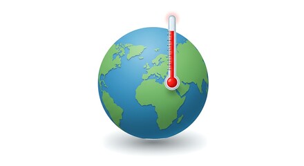 Global warming rising temperatures depicted by thermometer on Earth, environmental crisis concept