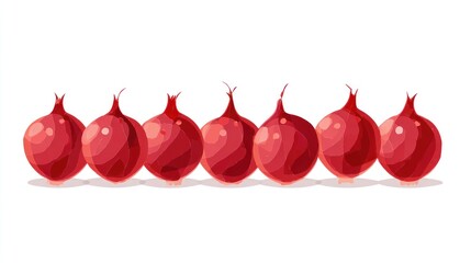 Row of red bulbs, cartoon style