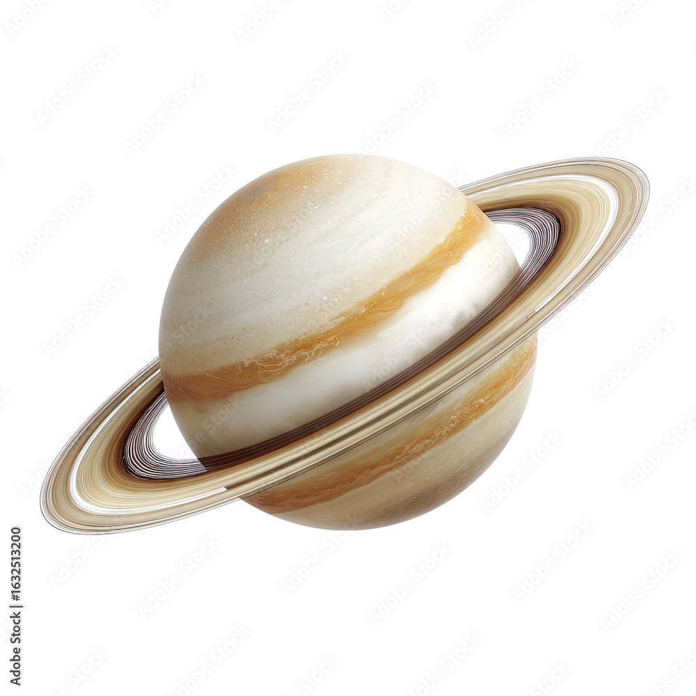 Poster majestic planet saturn with distinctive rings and striking color patterns in the universe