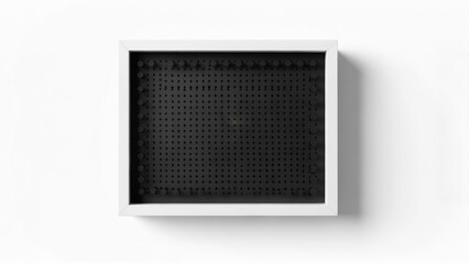 White framed black perforated box