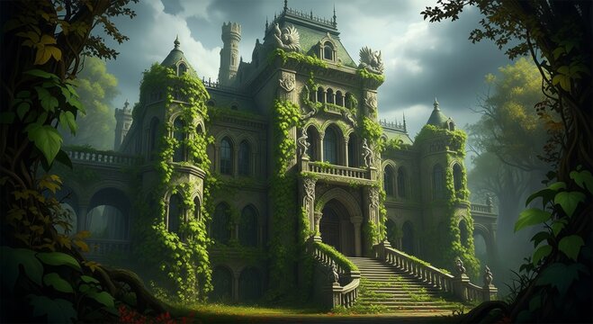 Historical Gothic cathedral tower in old Europe, a castle landmark under the night sky