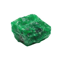 Obraz premium Raw Green Stone Mineral with Unique Texture and Color on White Background for Nature and Geology Photography
