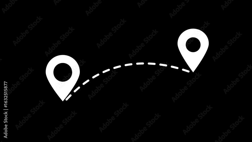 Poster location route with map markers guiding the path