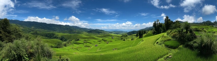 Fototapeta premium Panoramic hdr landscapes in green valleys