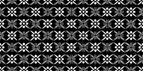Floral pattern seamless flower design textile art black and white botanical nature repeat ornament decorative wallpaper vector illustration