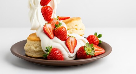 Delicious Strawberry Shortcake With Fresh Cream and Biscuits Perfect Summer Dessert