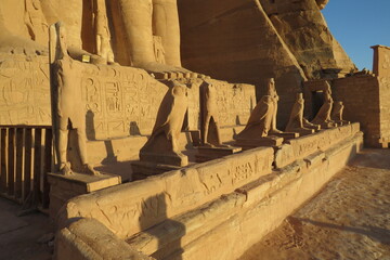 Temple of Abu Simbel. Detail of sculptures and reliefs. Built for Ramesses II approximately 1264 BC (New Kingdom). Egypt.