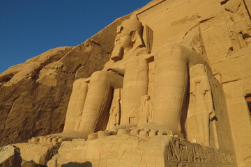 Temple of Abu Simbel. Detail of sculptures and reliefs. Built for Ramesses II approximately 1264 BC (New Kingdom). Egypt.