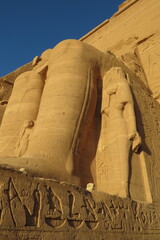 Temple of Abu Simbel. Detail of sculptures and reliefs. Built for Ramesses II approximately 1264 BC (New Kingdom). Egypt.