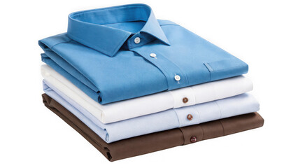 Stack of neatly folded shirts isolated on transparent background