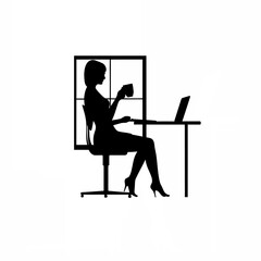 Silhouette of woman enjoying coffee and reading notes by a window