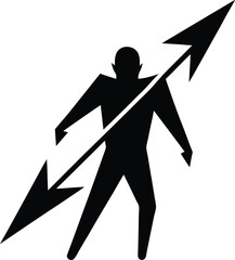 black silhouette a force arrow on white background.eps