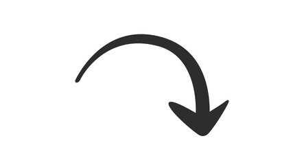 Hand-drawn pointer arrow in cartoon animation. Directional doodle sign for showing the cursor click marker with the focus object. Animated navigation line art in decorative element. Alpha channel.