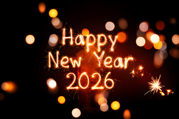 Sparkling celebration greeting with bright lights and festive year happy