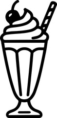 Minimalist black and white milkshake glass vector icon