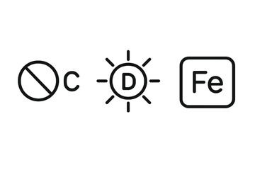Vitamin and Mineral Icons &ndash; Nutrition, Health Supplements, Wellness Symbols