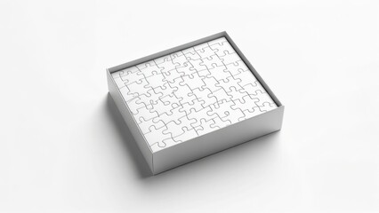 White jigsaw puzzle in a box