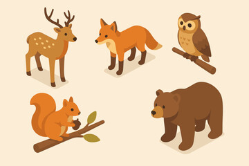 Wildlife Isometric Icons – Animals, Nature, Habitat Scenes