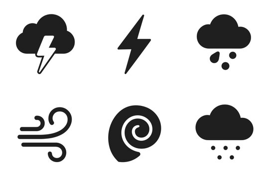 Storm Icon Set &ndash; Thunder, Lightning, and Extreme Weather Vector Collection