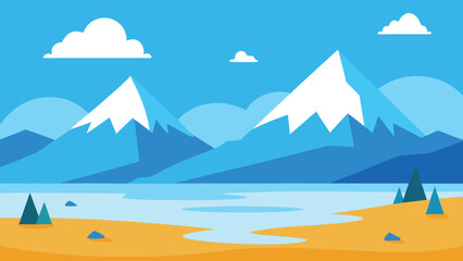 flat tundra scene vector background